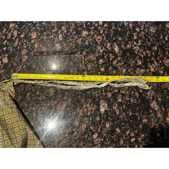 Vintage Half Apron With Pocket & Yellow Trim Green & Orange Floral Design Cotton - Picture 8 of 8